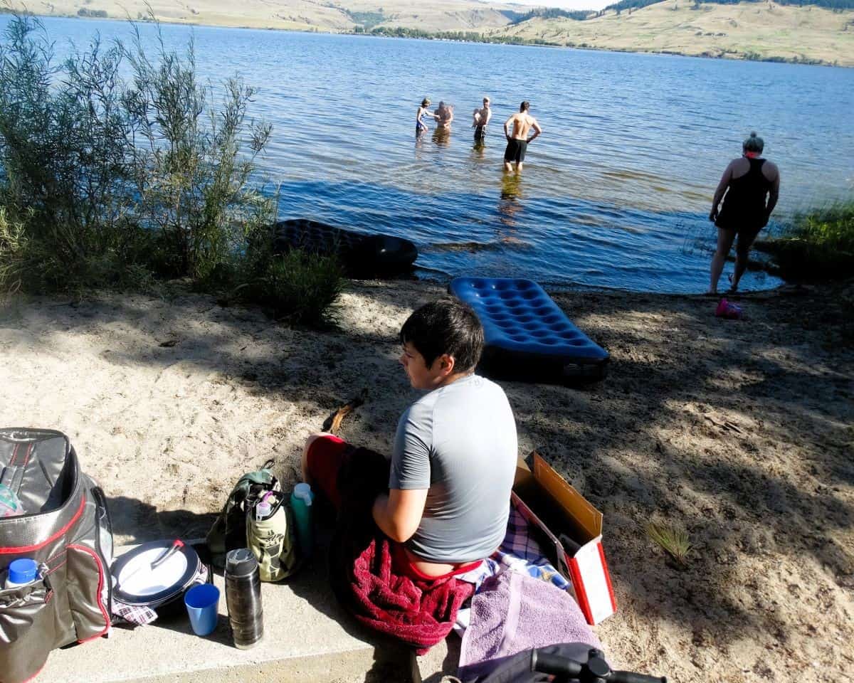 Summer water adventures at Nicola Lake BC. Perfect for beating the heat cooling off floating and drifting lake style.